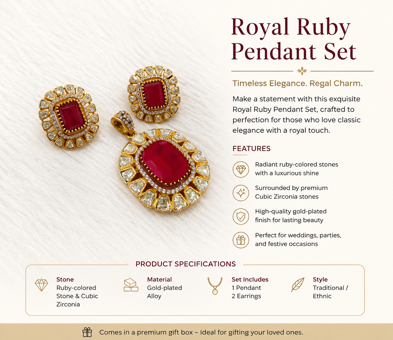 Royal Ruby Pendant Set - Image 2